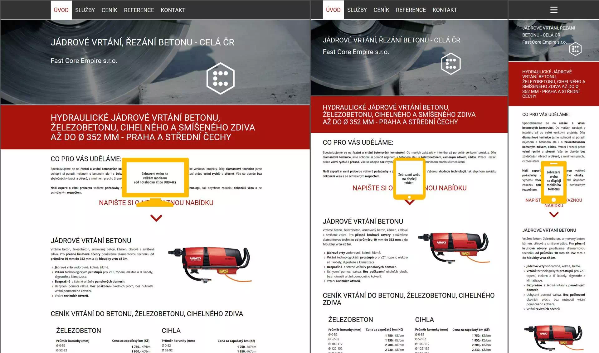 Reference Web - Jádrové vrtání